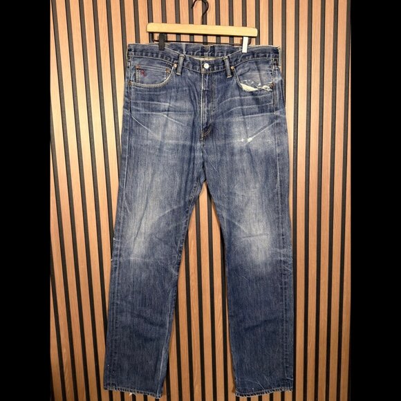 Polo Ralph Lauren Jeans 38 x 36 Mens Blue Classic Fit Acid Denim - Picture 1 of 13